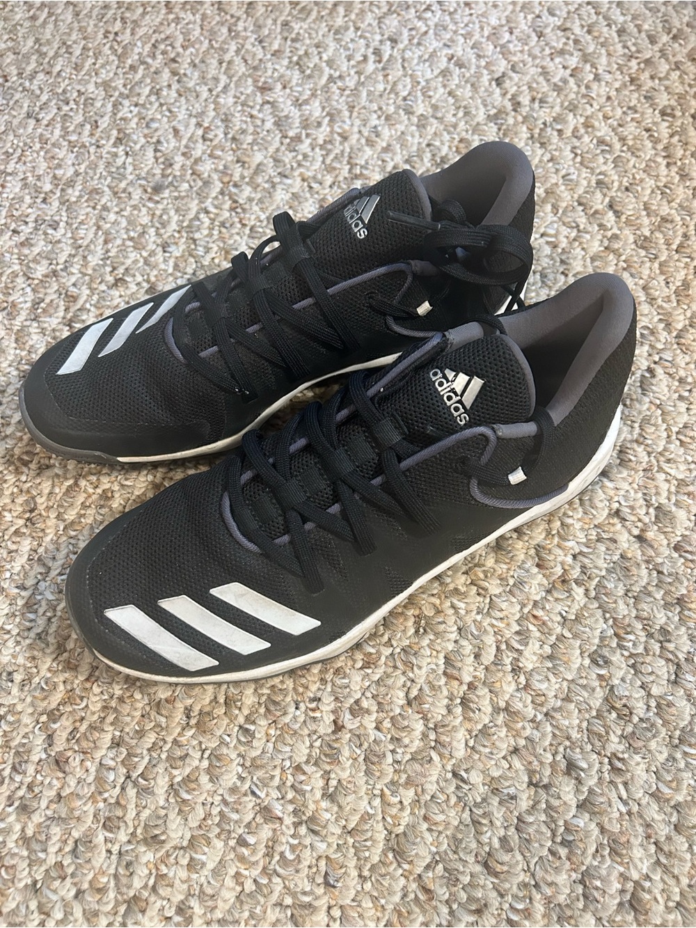 Adidas Black Indoor Track Shoes with White Stripes
